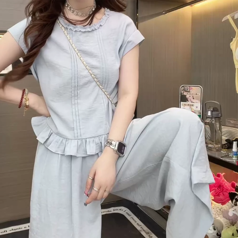 【夏夜白茶】夏季新款洋气百搭宽松休闲显瘦套装C5243