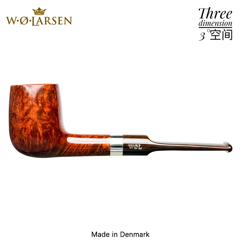 W.O.Larsen丹麦拉森Sterling光面29型银圈直式石楠木烟斗