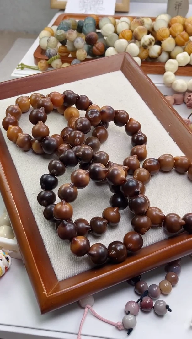 菩提根/象牙果手串r44干磨猫猫头20+瑕疵不补随机