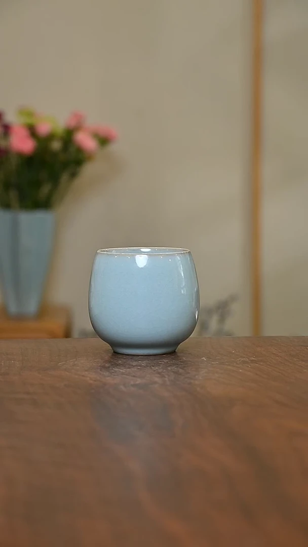 暖心杯 天青 微瑕 无款