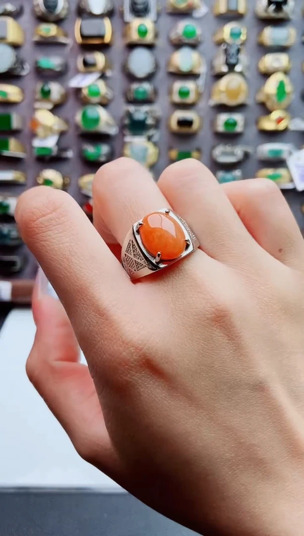 未镶嵌戒指翡翠慢*丶天然翡翠男戒