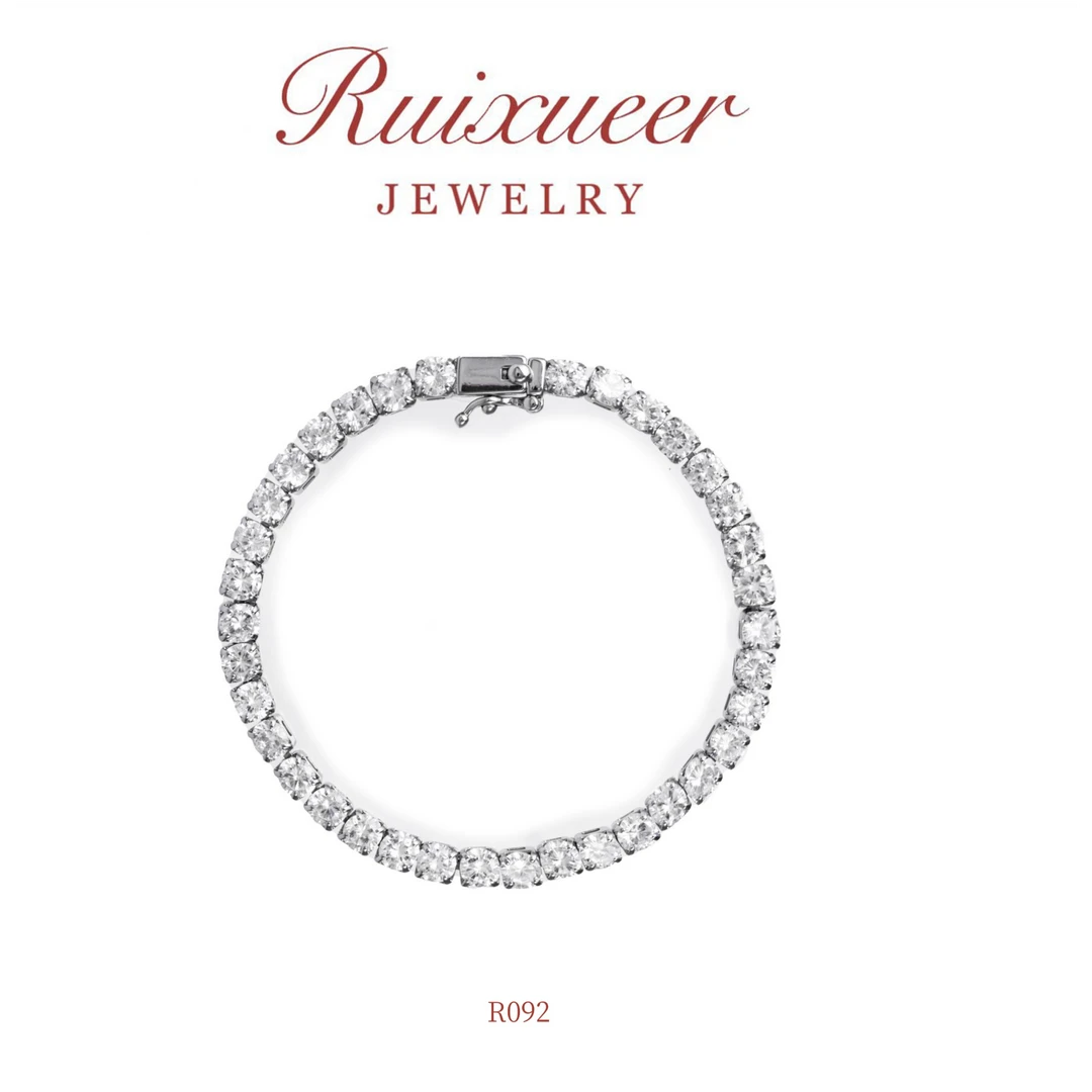 925银手链 ZJ XIYUAN【星星璀璨】简约时尚镶嵌排钻镶钻手链R092