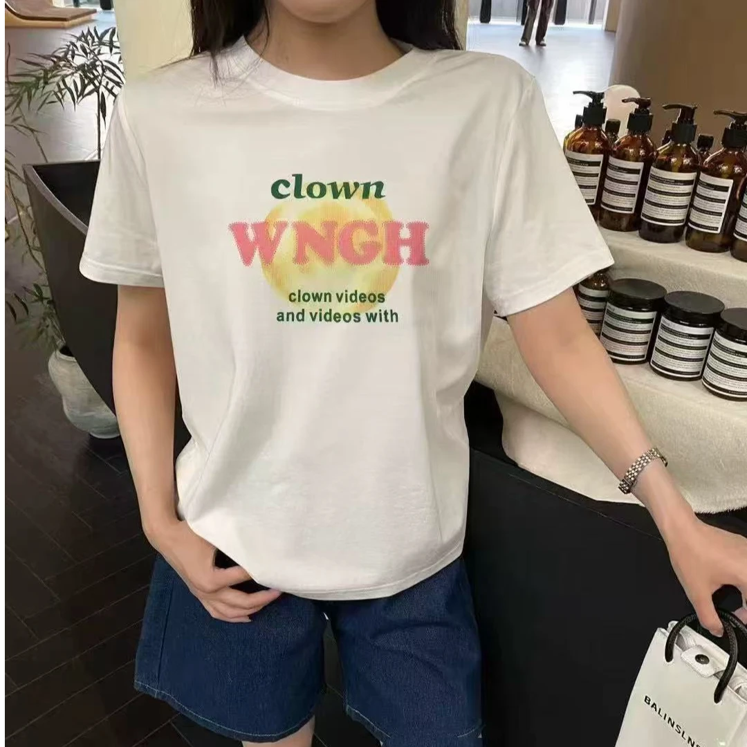 583夏季新款印花字母显瘦圆领洋气百搭短袖T恤女