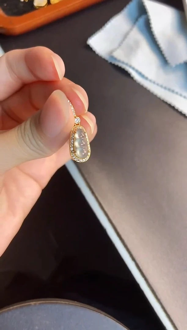 吊坠(不含链)银S925镶嵌翡翠天然A货翡翠