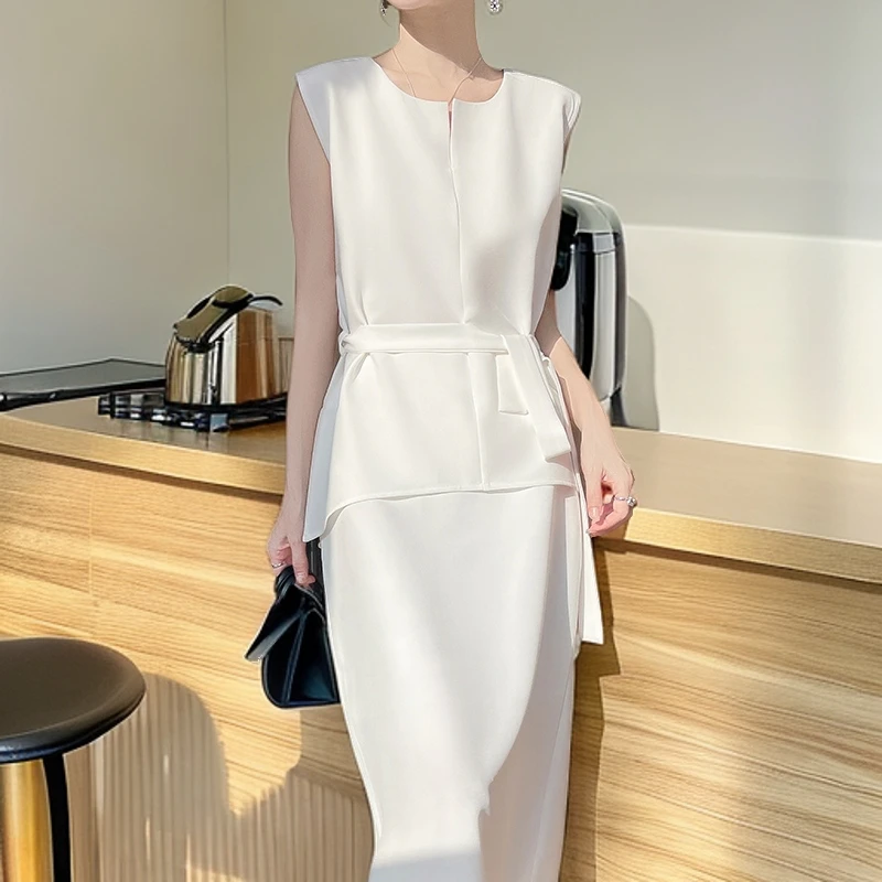 2025新款醋酸套装背心衬衫+a字半身裙春秋薄款气质高级感两件套女