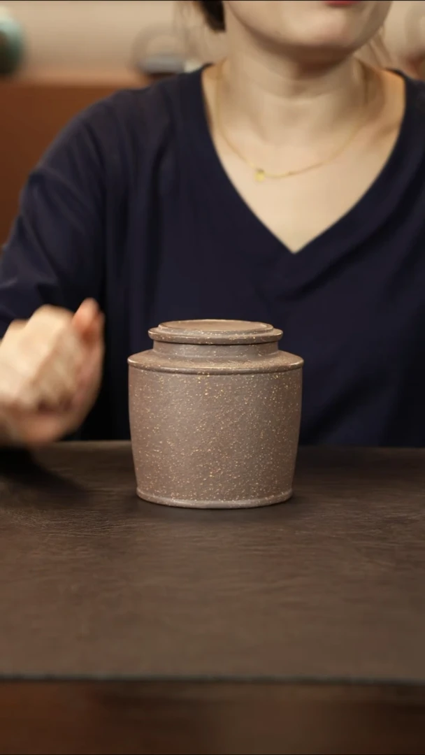 紫砂茶叶罐粗砂天青泥 醒茶罐