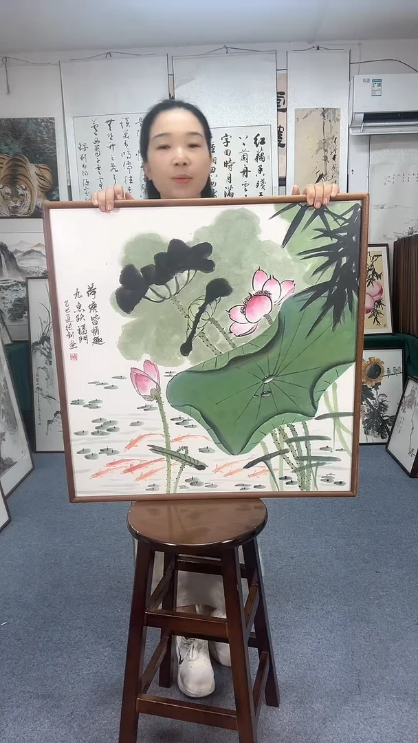 国画70*70实木画框顺丰包邮手绘