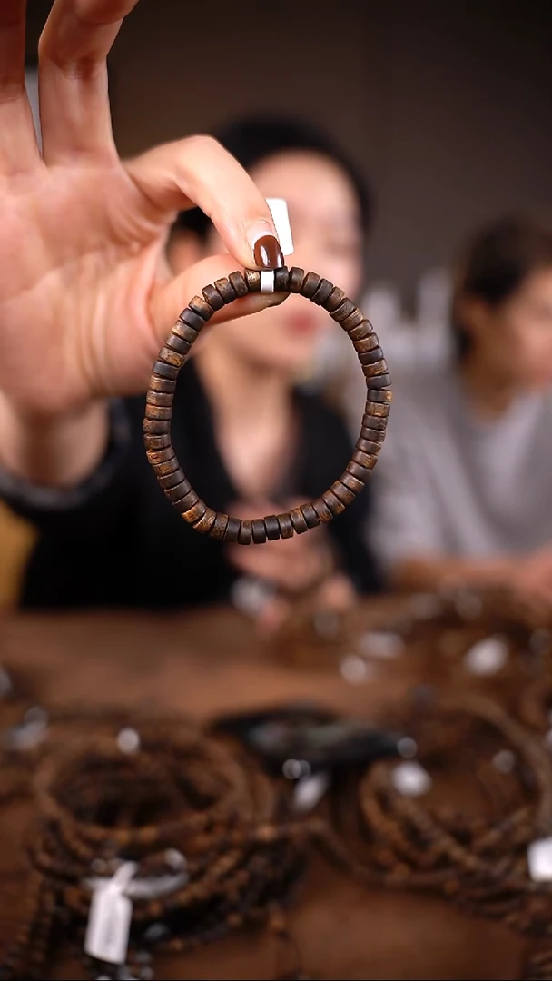 沉香手串【沉水浮】6mm棋楠沉香直切片珠单圈