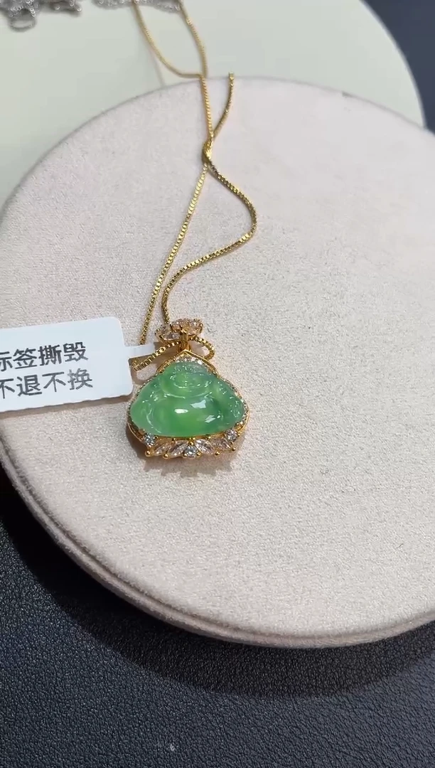 吊坠(不含链)银S925镶嵌翡翠【挽石珠宝】佛公