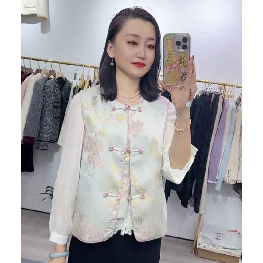 新中式马甲坎肩小背心女装新款春季复古国风盘扣春秋外搭马夹上衣