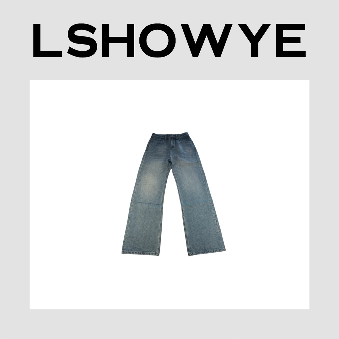 LSHOWYE｜设计师早春款高腰直筒拖地牛仔裤 25841