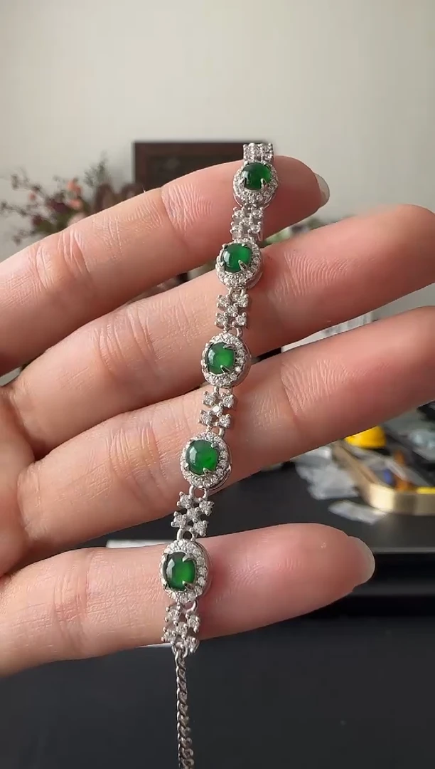 【闪购商品】翡翠手链银S925镶嵌没有鉴赏期