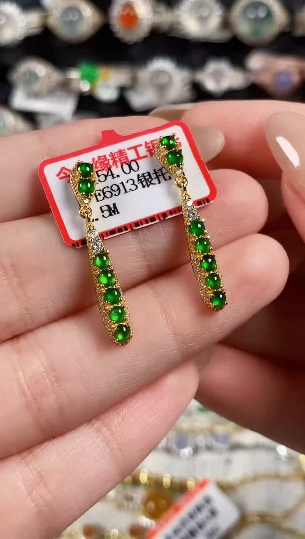 银S925镶嵌戒指翡翠天然A货翡翠82