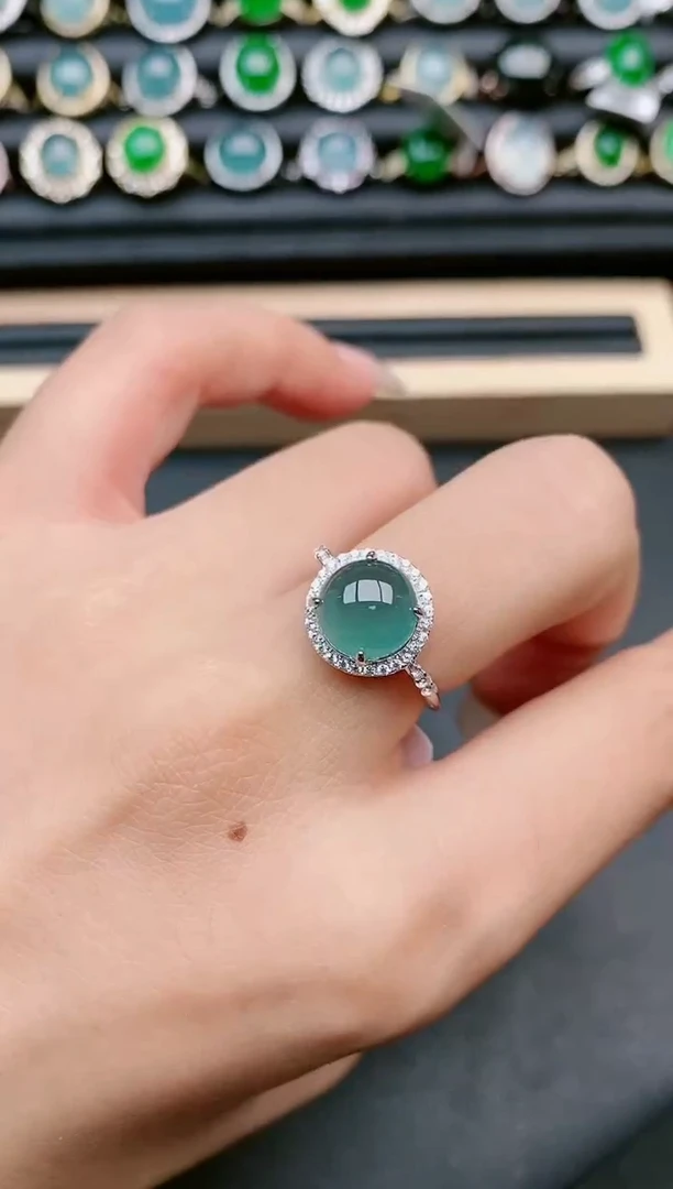 翡翠戒指银S925镶嵌11111