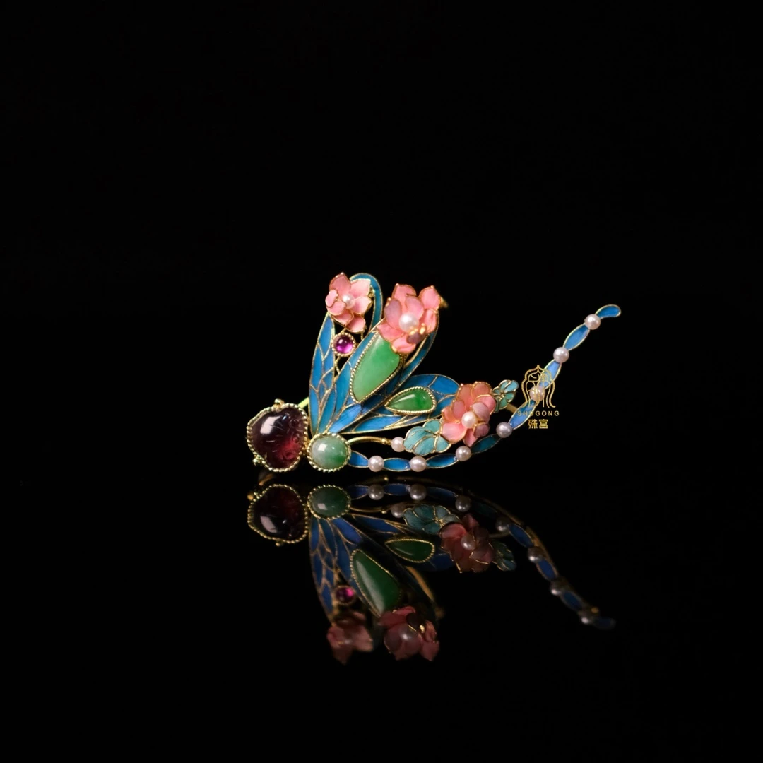 合金羽毛胸针 殊宫蜻蜓胸针吊坠