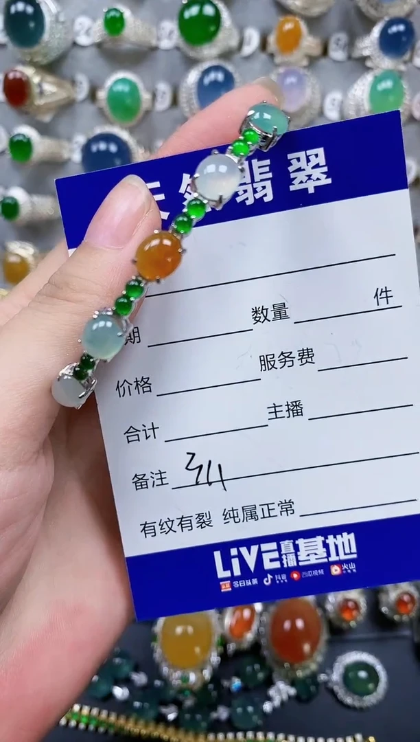翡翠手镯银S925镶嵌311