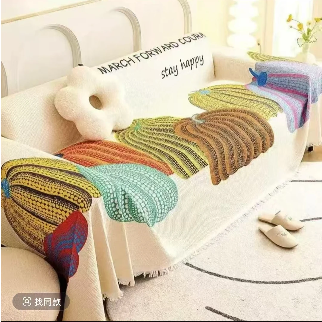 【南瓜贝贝】简约高级感雪尼尔防滑耐磨网红双面流苏沙发巾