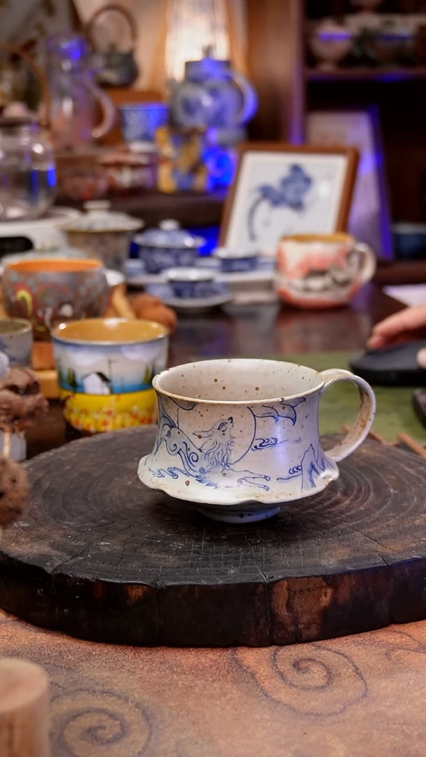 杯子九尾狐手工手绘手工手绘