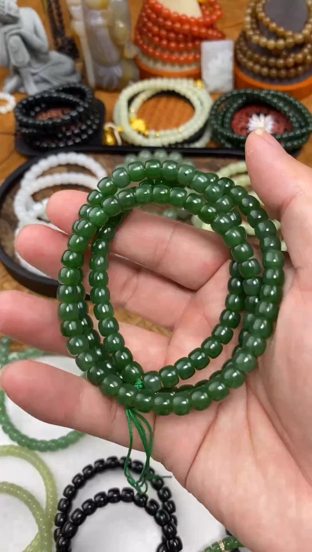 颈饰未镶嵌和田玉碧玉108