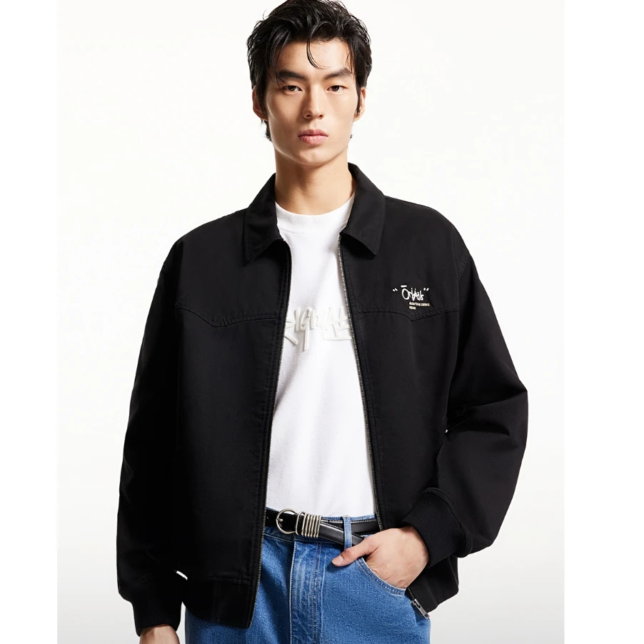杰克琼斯新派简约新款时尚字母刺绣略宽松翻领夹克男款男生穿搭