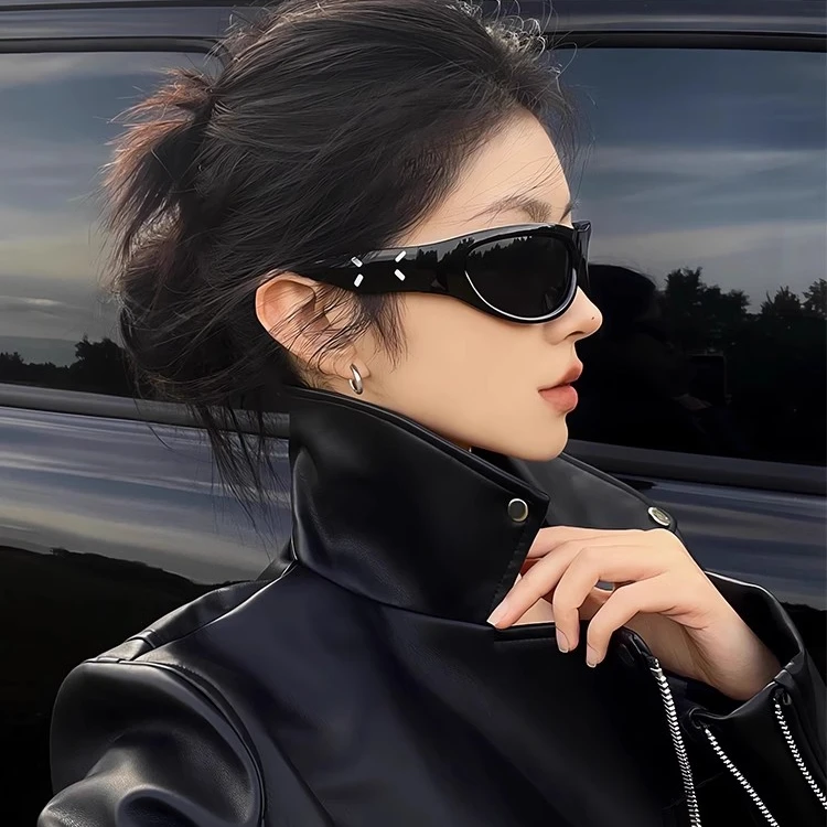 发箍墨镜女款2025新款赛博朋克y2k骑行弧形发卡头箍式太阳眼镜