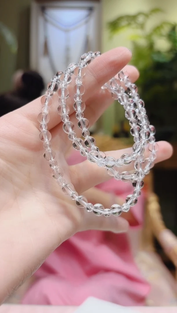 【闪购商品】水晶手串未镶嵌大小珠白水晶项链手串3圈