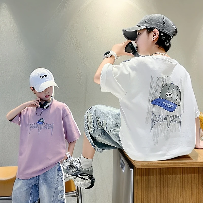 男童短袖t恤夏装新款中大童潮酷痞帅上衣宽松儿童帅气童装夏季