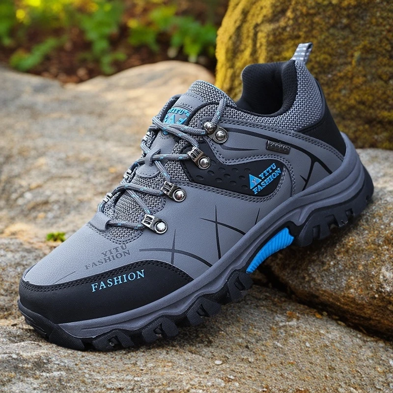 秋冬大码男鞋户外登山鞋男低帮系带防滑耐磨徒步运动鞋防水徒步鞋