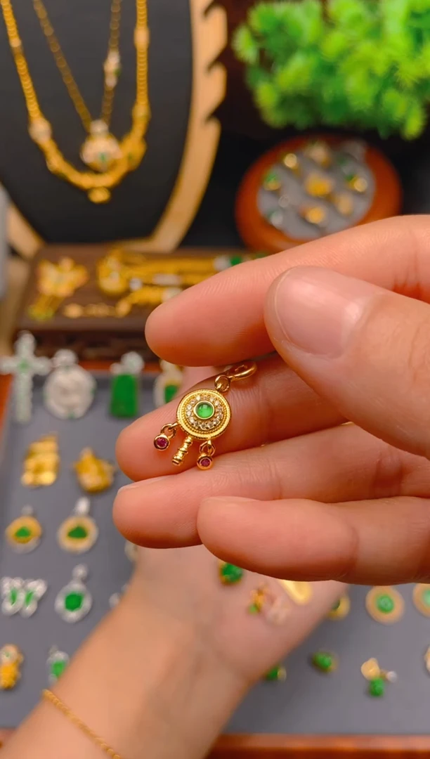 翡翠银S925镶嵌吊坠(不含链)捕梦网