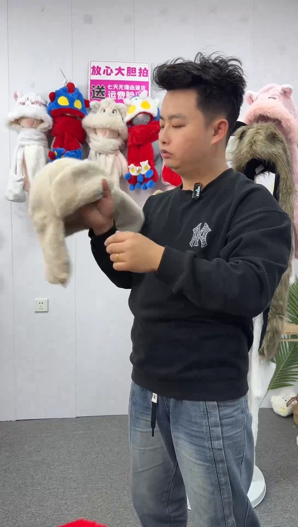 纯棉卡其色围巾帽子