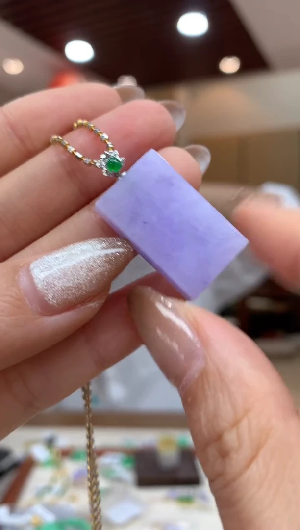 吊坠(不含链)18K金镶嵌翡翠无事牌