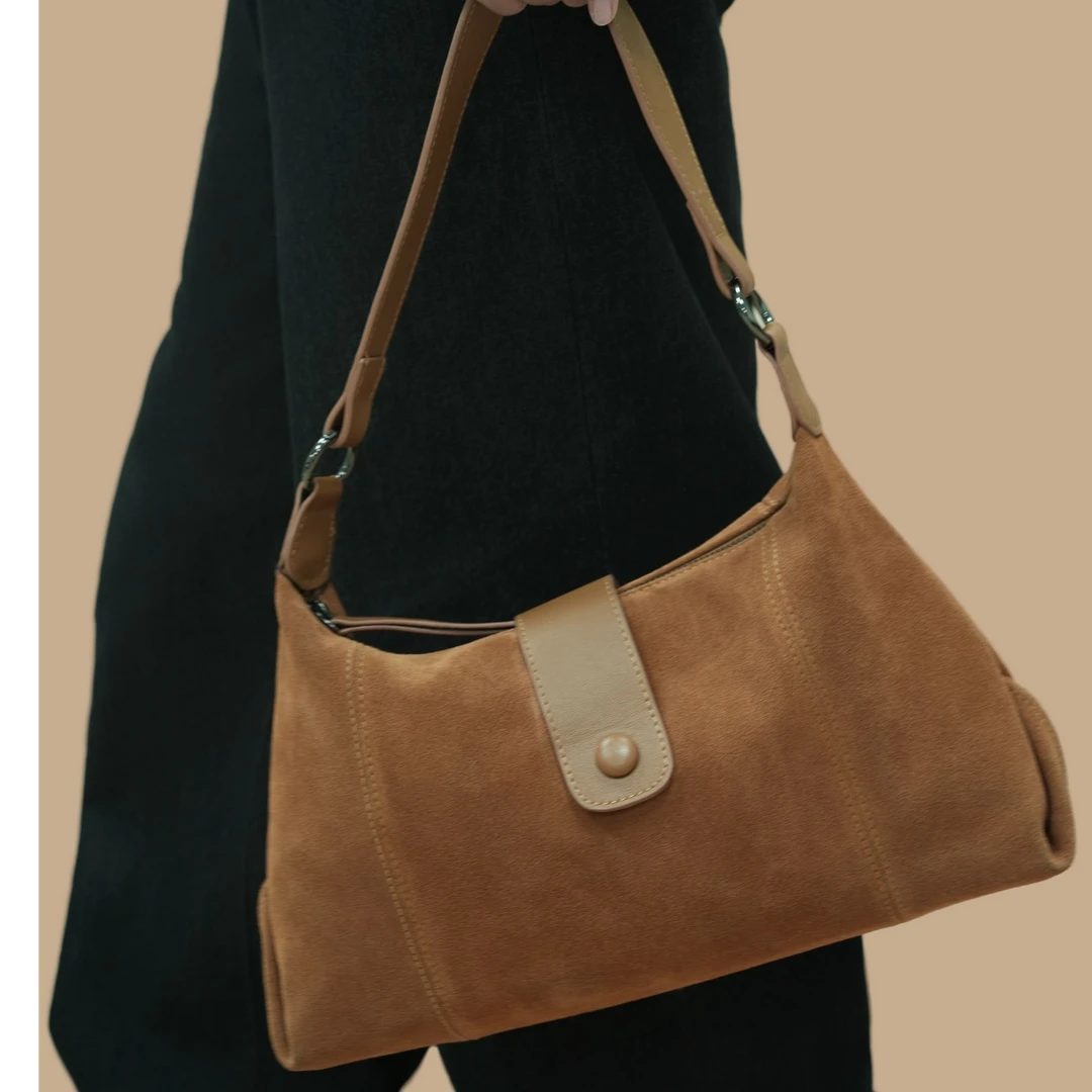 央愫磨砂牛皮多功能单肩斜挎手提包