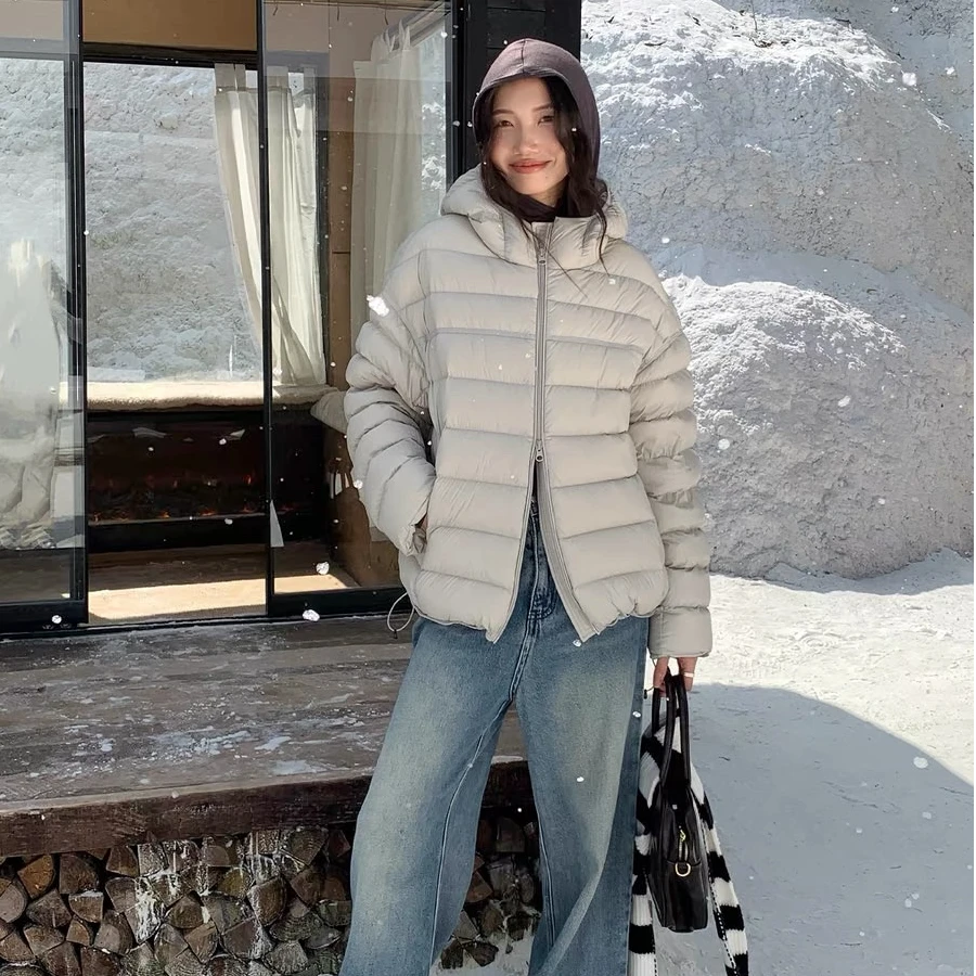【90白鸭绒现货】百搭时尚羽绒服常规女款排骨连帽