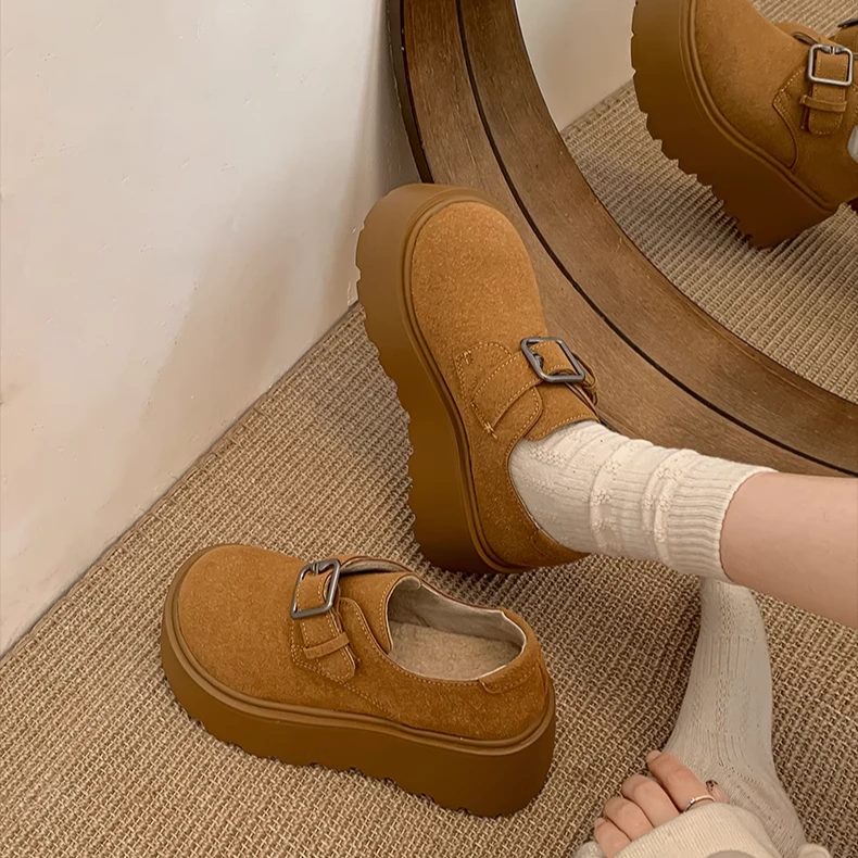 南在南方增高厚底棉鞋女款2024新款冬季网红加绒加厚保暖勃肯鞋子