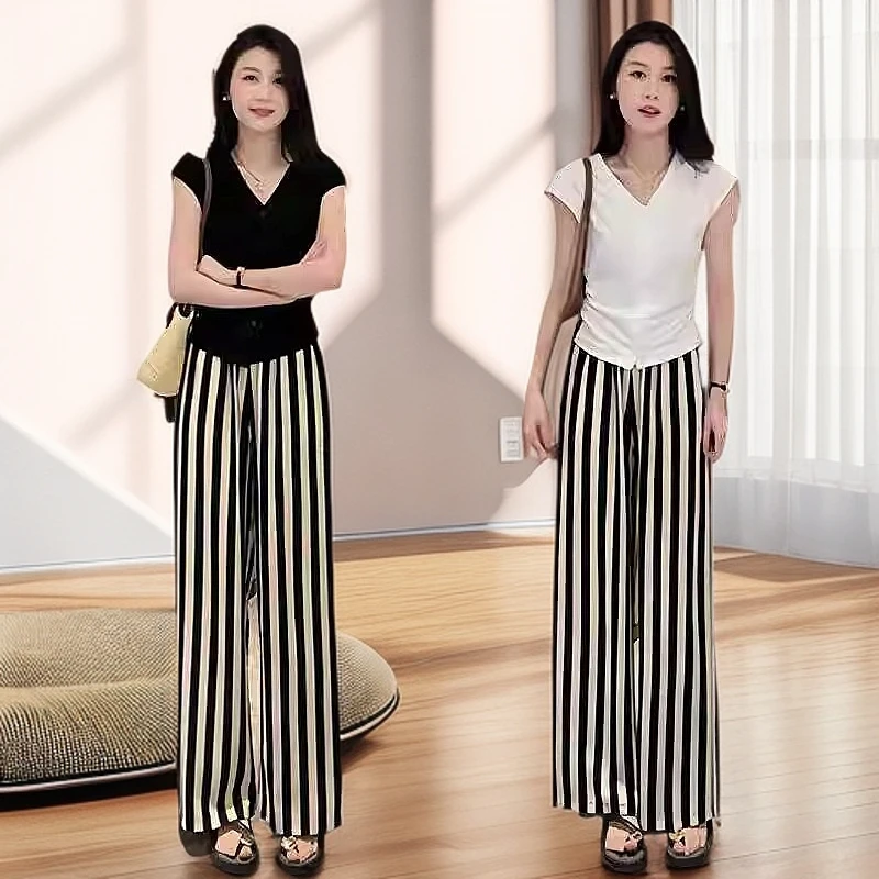 时尚条纹套装女春游出行衣服洋气衣服女穿搭甜美可爱风格衣服