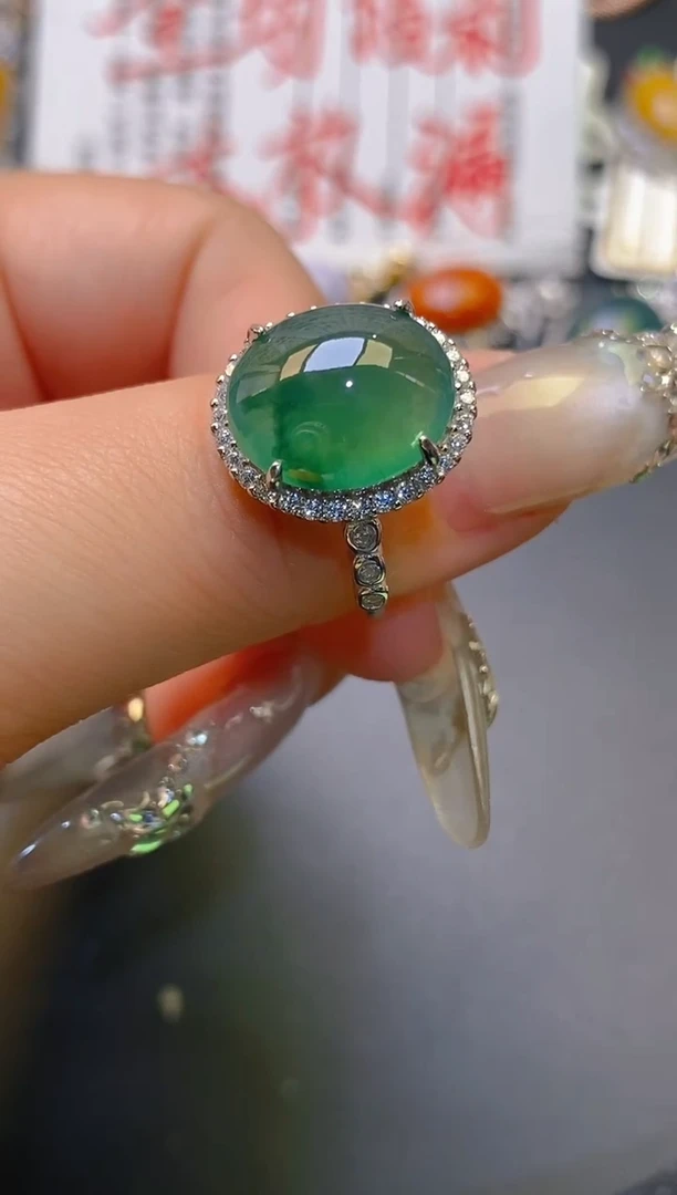 【闪购商品】翡翠耳饰银S925镶嵌天然A货翡翠1