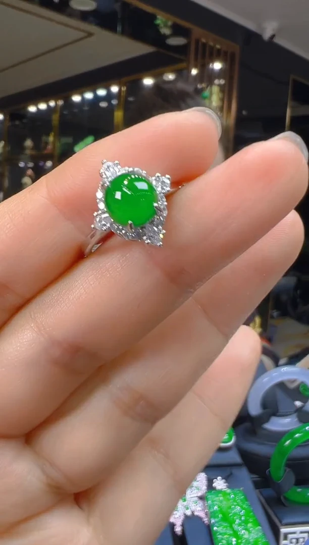 翡翠戒指银S925镶嵌124（多样性发其一）