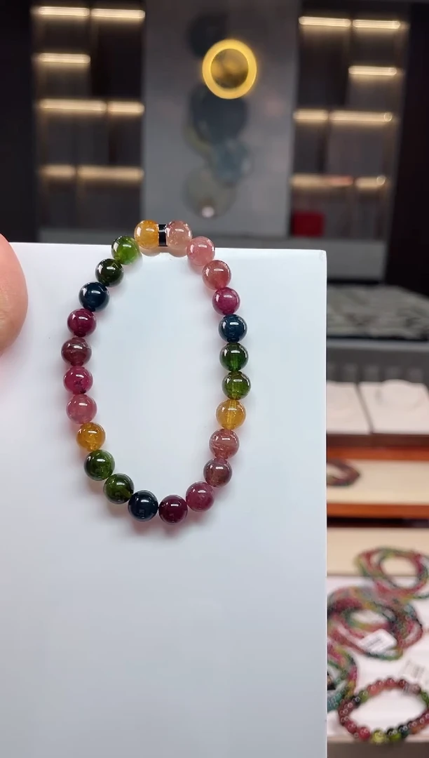未镶嵌老矿碧玺彩虹单圈手串7mm+碧玺（多样性发一条）Q
