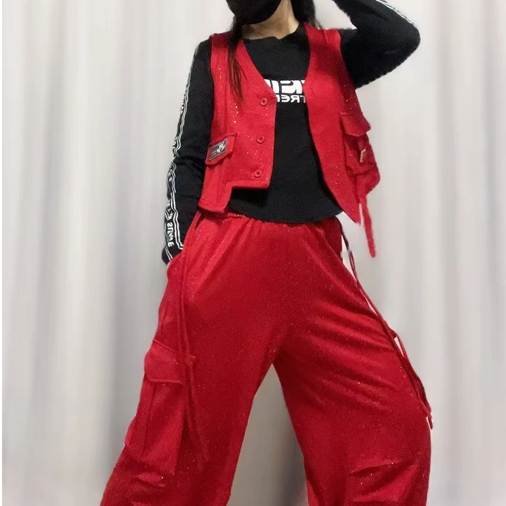 诚信上新复合棉亮片马甲工装裤网红时尚休闲气质服