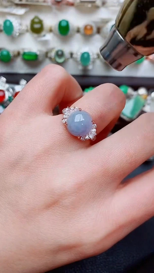 银S925镶嵌戒指翡翠...