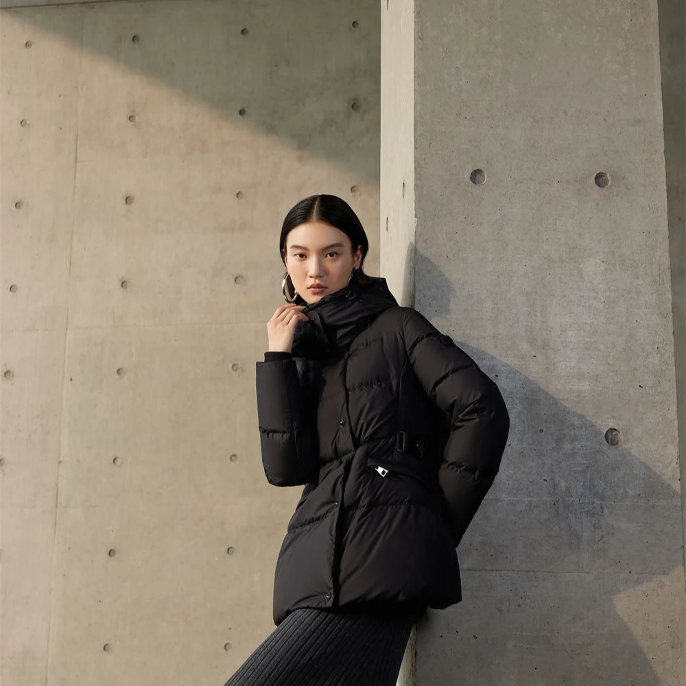 824Y813小蛮腰女款收腰时尚连帽可溯源羽绒服胖mm显瘦款