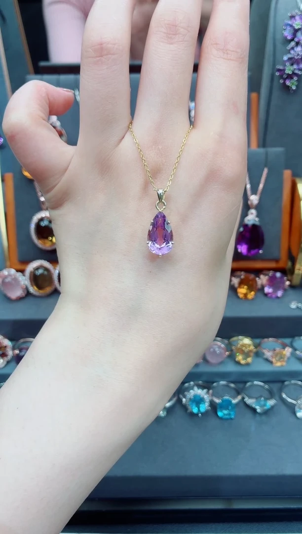 吊坠银S925镶嵌水晶水晶吊坠