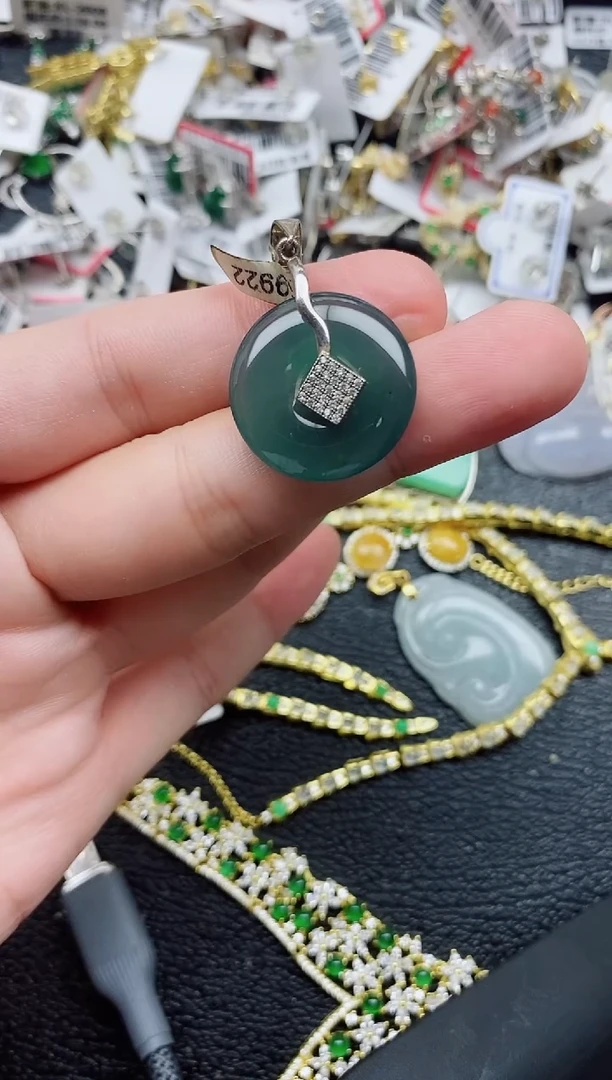 银S925镶嵌戒指翡翠1