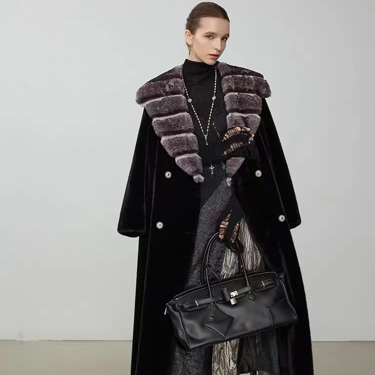 2024秋冬新款巴黎时尚设计师大长款毛毛外套002