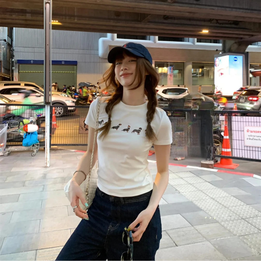 Jenni*同款腊肠小狗项链短袖·25060