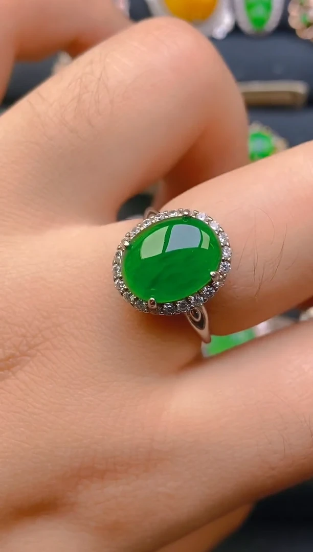 【闪购商品】翡翠戒指银S925镶嵌天然A货翡翠1