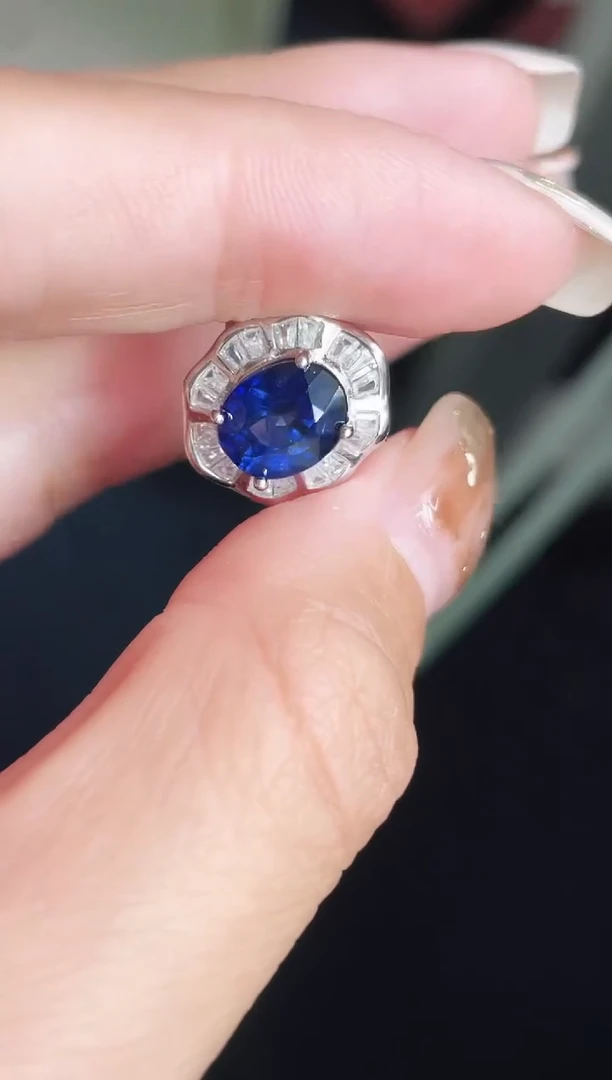 戒指蓝宝石银S925镶嵌戒指