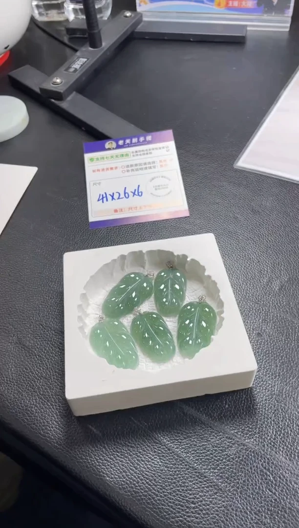 18K金镶嵌挂件翡翠叶子F13配绳/多样性发其一ZBCP