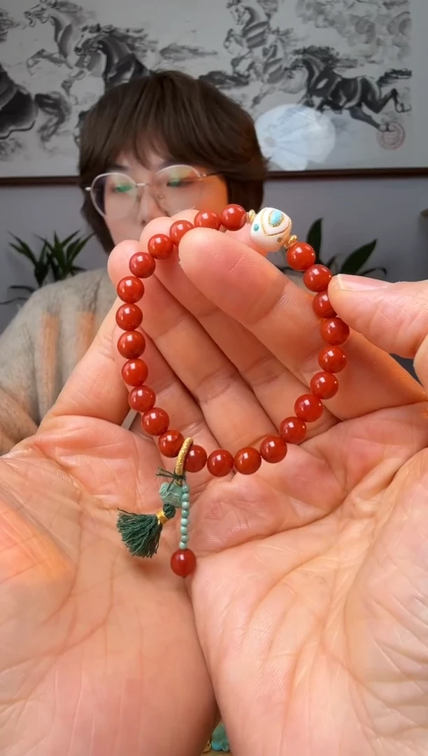 【闪购商品】南红玛瑙手串18K金镶嵌时尚百搭A1254