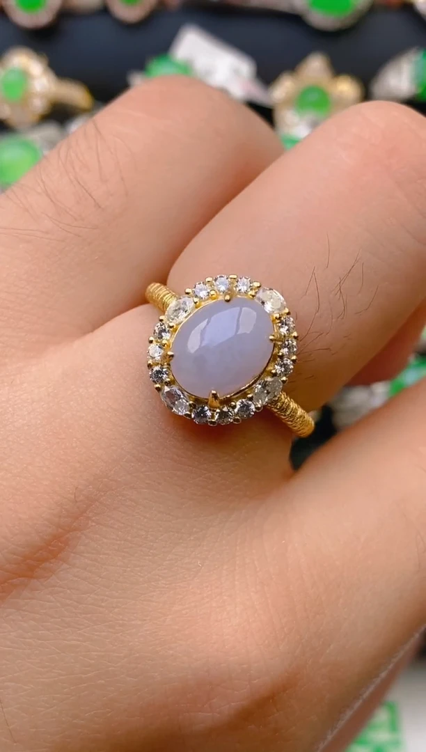 翡翠戒指银S925镶嵌天然